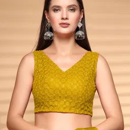 Oomph! Women Non Padded V Neck Saree Blouse-image-83