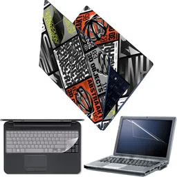 Techfit Full Body Laptop Skin with Screen Guard and Key Guard - 3D Objects Typography Combo Set image 1