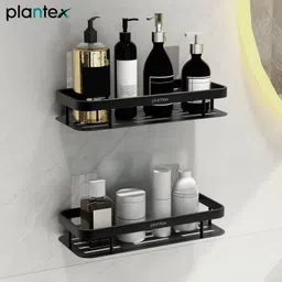 plantex Shelf for Bathroom/Shelf for Bathroom/Shelf with Self Adhesive Sticker-(12x5in) Aluminium Wall Shelf-picture-14