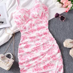 caprop Women Bodycon Pink Above Knee/Mid Thigh Length Dress-picture-14