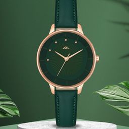 VIRAKTI Women Round Dial & Leather Straps Analogue Watch H-01-GREEN-V01-picture-1