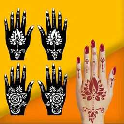 VOORKOMS Decorative Festival Mehndi Stencil Sticker Combo with Unique Patterns Pack Of 2-picture-11