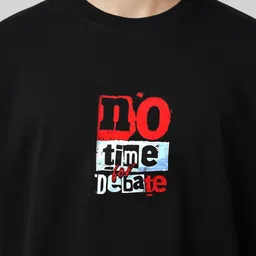 glitchez Men Black Relaxed Fit Typography Printed T-shirt image 2