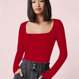 Maheshvi Women Square Neck Long Sleeves Fitted Top-picture-32