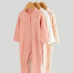 mothercare Girls Pack of 3 Printed Sleepsuit-picture-12