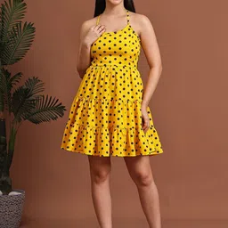 CORSICA Polka Dot Print Halter Neck Fit & Flare Dress-picture-16