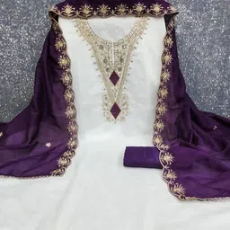 KALINI Women Vichitra Silk Codding Work Unstitched Dress Material-image-33