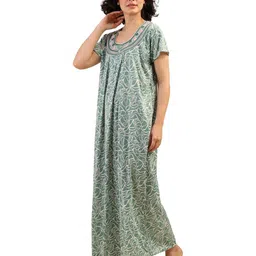 Noty Geometric Printed Half Sleeves Maxi Nightdress image 2