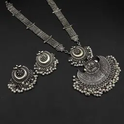 PUJVI Beaded Oxidised Jewellery Set-picture-15