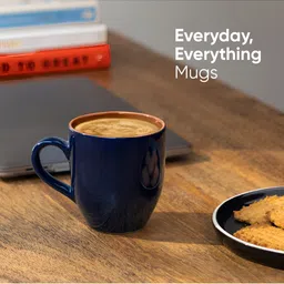 SHAY Blue & Brown Solid Ceramic Glossy Mugs Set of Cups and Mugs image 5