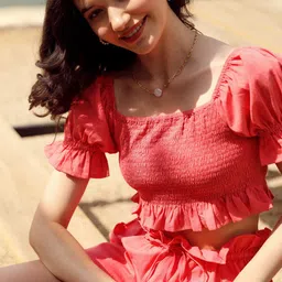 Sunscape Pure Cotton Square Neck Top & Shorts Co-ords image 5