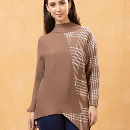 all about you Women Checkered Woollen Pullover Sweaters-image-92