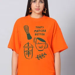 Besick Graphic Printed Round Neck Drop Shoulder Sleeves Cotton Oversized T-shirt-picture-19