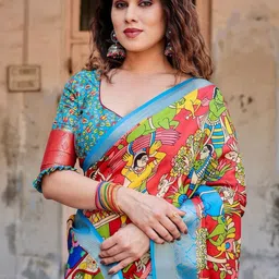 ALMAARI FASHION Ethnic Motifs & Floral Printed Kanjeevaram Saree With Matching Blouse image 4