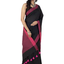 Saree star Colourblocked Taant Sarees With Blouse image 4