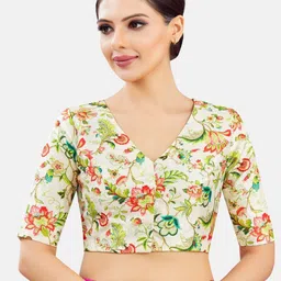 Studio Shringaar Printed V-Neck Short Sleeves Saree Blouse-picture-21