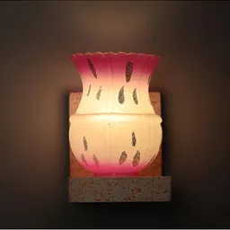 1ST TIME Pink & Pink Textured Wood Contemporary Abstract Shaped Shaped Wall Lamp image 3