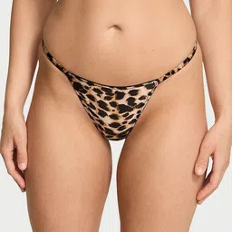 Victoria's Secret Women Animal Printed Satin Lace-Back Thong Panty-image-66