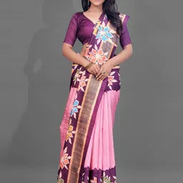 Mitera Floral Silk Blend Baluchari Saree-picture-13