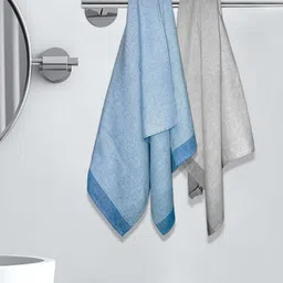 Athom Living Astar Blue & Grey 2 Pieces Cotton 210 GSM Bath Towels-picture-13