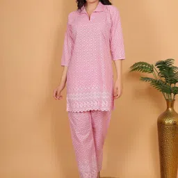 Mytrendzs Printed Shirt Collar Tunic With Trousers Co-Ords-picture-14