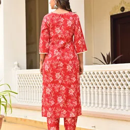 Nayo Women Floral Printed Cotton Kurta with Trousers & Dupatta image 5