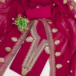 BlissFlair Floral Embellished Gotta Patti Organza Unstitched Dress Material-picture-13