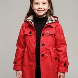 YK Girls Hooded Spread Collar Trench Coat-image-30