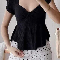 tokyo talkies Casual Regular Sleeves Solid Women Black Top-picture-13