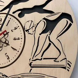 QEZNEF Beige Analogue Traditional Wooden Wall Clock image 4