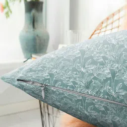 CASABLEU Green & White 2 Pieces Floral Printed Square Cushion Covers image 2