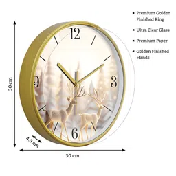 RANDOM Gold-Toned & White Printed Contemporary Wall Clock image 4