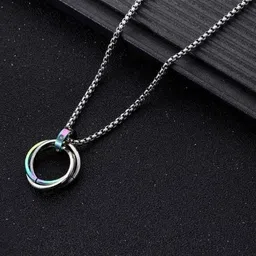 kazare Rhodium-Plated Circular Pendants with Chains image 2