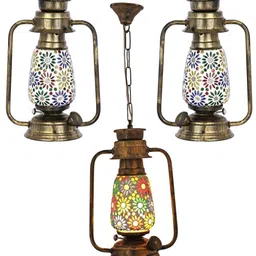 1ST TIME Multicoloured 3 Pieces Textured Metal Traditional Rectangle Shaped Wall Lamps-image-73
