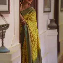 CANIZZARO Woven Design Zari Silk Blend Banarasi Saree image 3