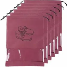 vaidraj Travel Shoe02 Bag Shoe Pouch for Travelling Pack of 6 Pcs Shoe Cover for Travel Polyester, Plastic Maroon Boots Shoe Cover, High Ankle Shoe Cover, High Heeled Shoe Cover, Toes Shoe Cover-picture-47