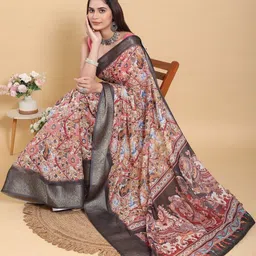 DAATAR Ethnic Motifs Printed Woven Design Border Saree image 3
