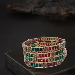 Anouk Set Of 4 Copper-Plated Stone-Studded Bangles-picture-38