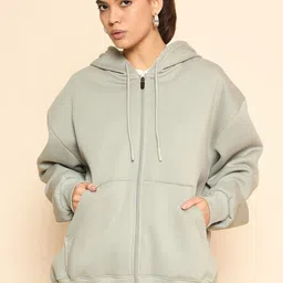 COLOR CAPITAL Women Solid Hood Cotton Ribbed Sweatshirt-picture-39