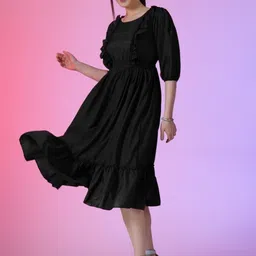 Raiyani Enterprise Women Smocked Fit and Flare Dress-picture-17