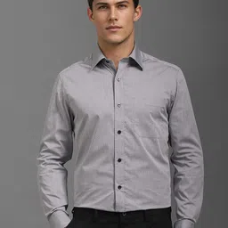 Louis Philippe Men Classic Cutaway Collar Solid Cotton Formal Shirt-picture-12