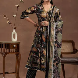 Libas Floral Printed Angrakha Gotta Patti Anarkali Kurta With Trousers & Dupatta-image-57