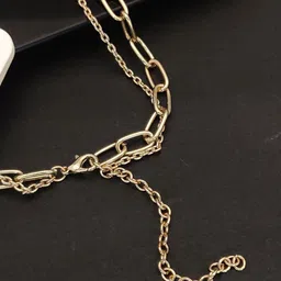DressBerry Gold-Plated Artificial Beaded Layered Minimal Necklace image 2