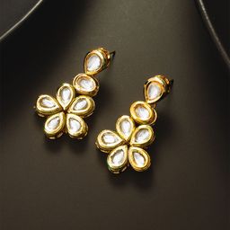 Anouk Gold-Plated Kundan Studded Floral Drop Earrings-picture-43