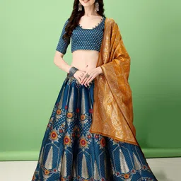 jivuba Self Design Semi Stitched Lehenga Choli image 3