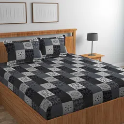 decent home 240 TC Cotton Queen Floral Fitted (Elastic) Bedsheet-picture-35