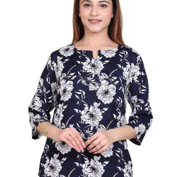 Varenyam Women Floral Printed Round Neck Longline Top-image-43