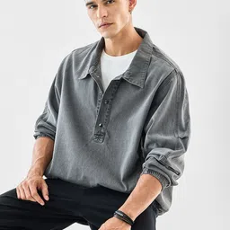 Snitch Grey Men Washed Cotton Denim Jacket-picture-14