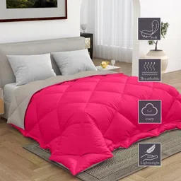 CHICERY Pink & Off White Heavy Winter Single Bed Comforter image 3