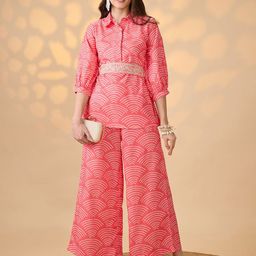 Globus Printed Shirt Tunic & Palazzos Co-Ords Set-picture-49
